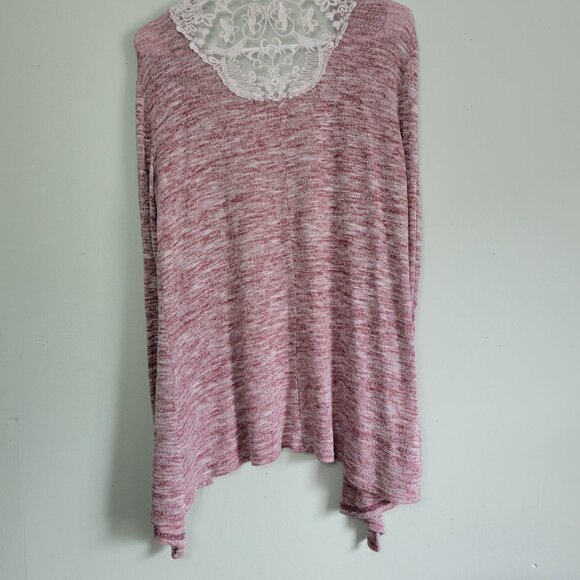 Cape Juby Red Cardigan Sweater Women's Large Long Sleeve Lightweight Lace Back - Picture 5 of 6